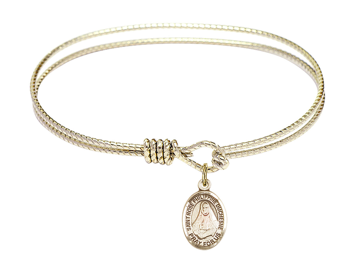 Cable Bangle Bracelet with a Saint Rose Philippine Duchesne Charm