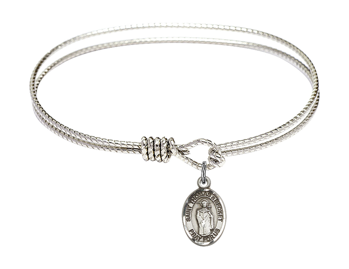 Cable Bangle Bracelet with a Saint Thomas A Becket Charm