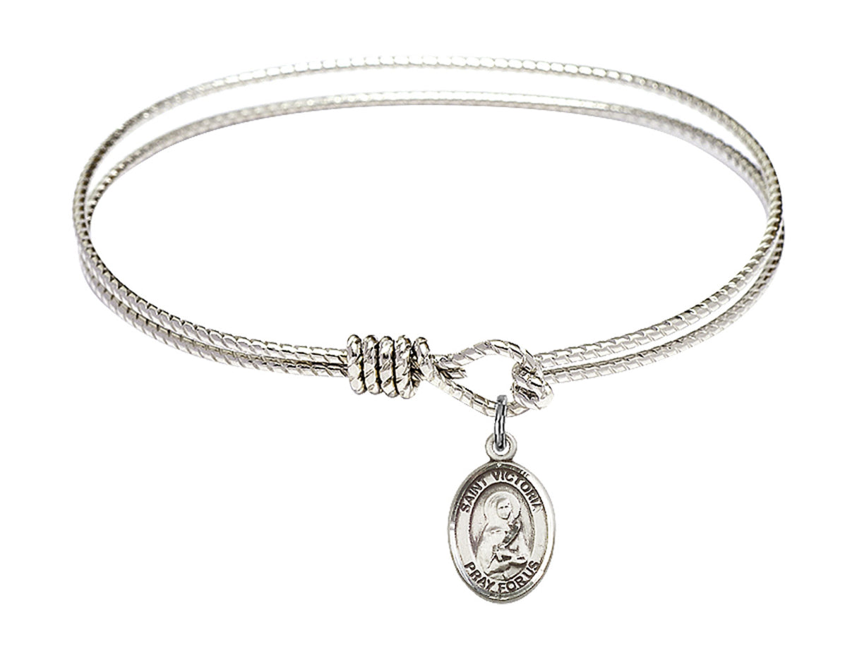 Cable Bangle Bracelet with a Saint Victoria Charm