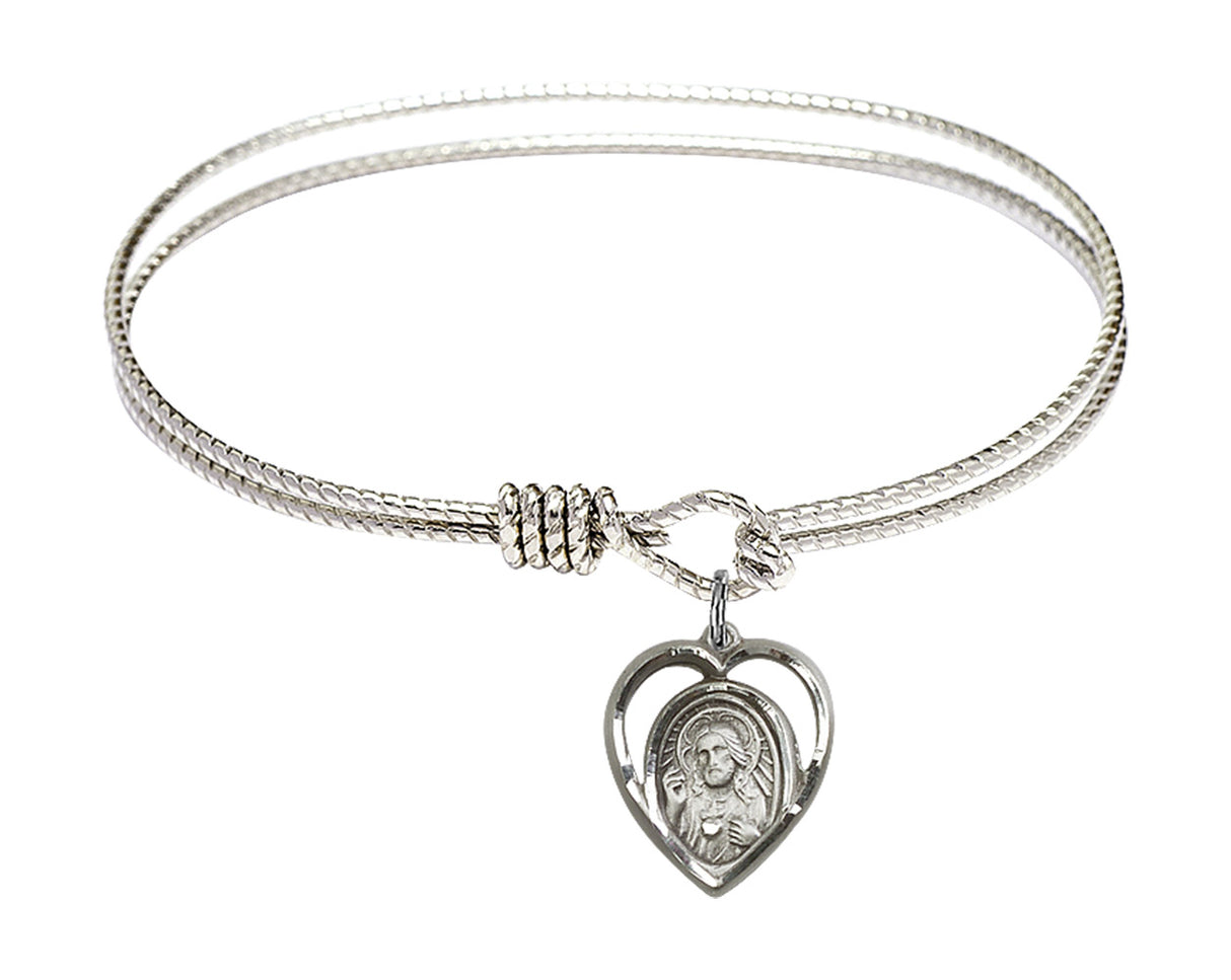 Cable Bangle Bracelet with a Scapular Charm