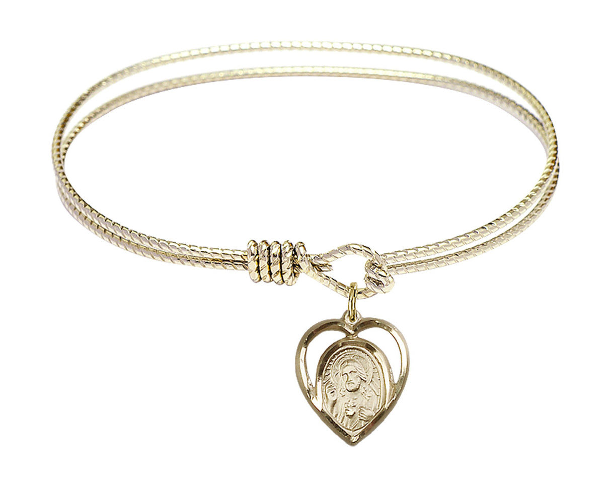 Cable Bangle Bracelet with a Scapular Charm