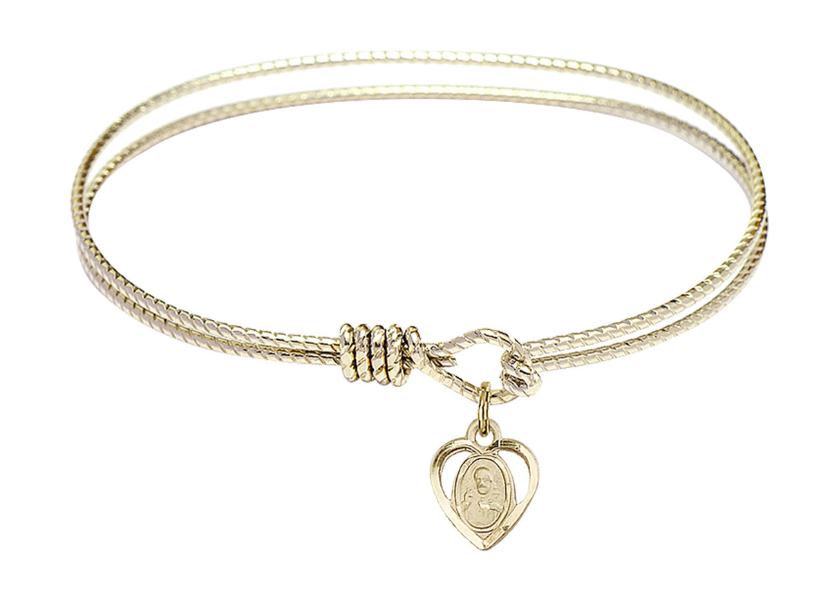 Cable Bangle Bracelet with a Scapular Charm
