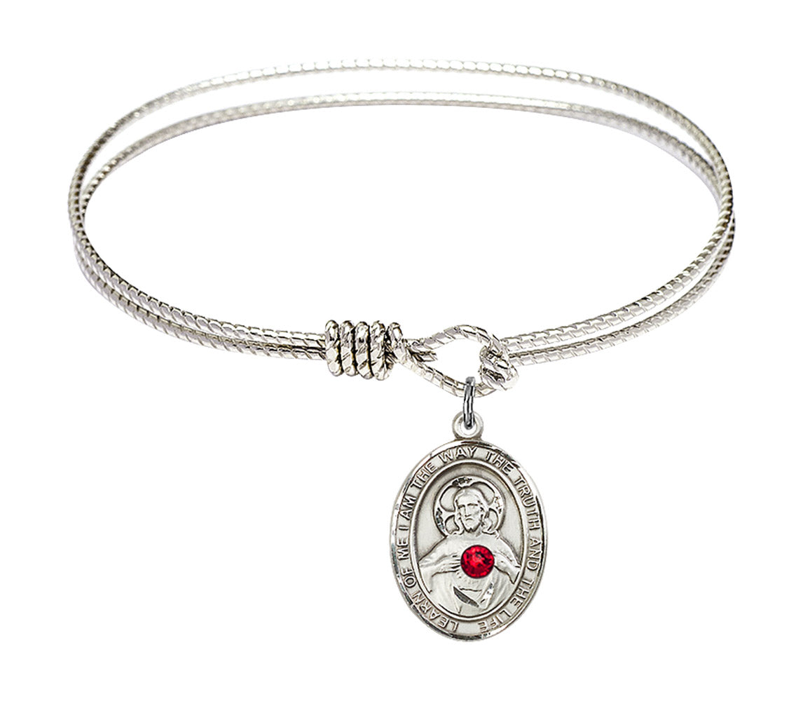 Cable Bangle Bracelet with a Scapular Charm