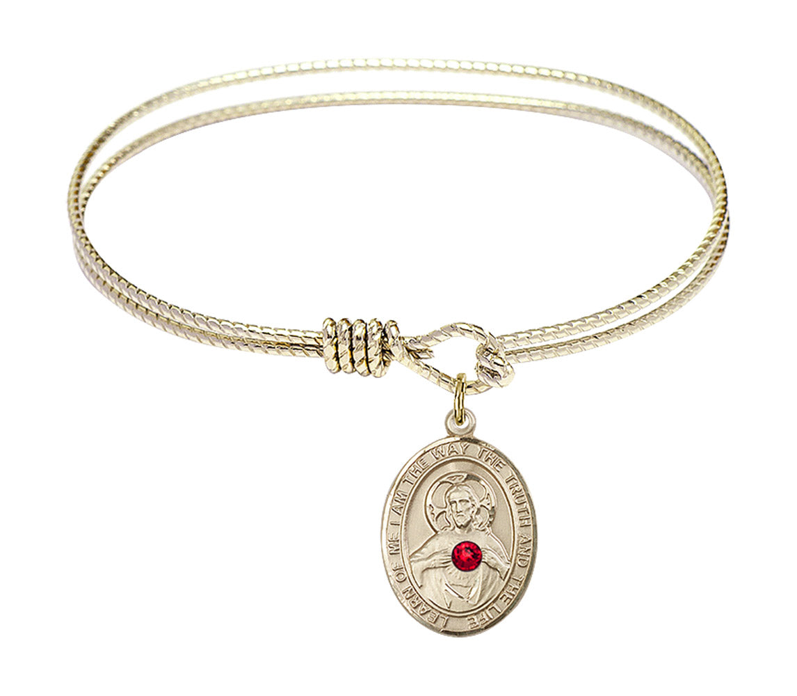 Cable Bangle Bracelet with a Scapular Charm