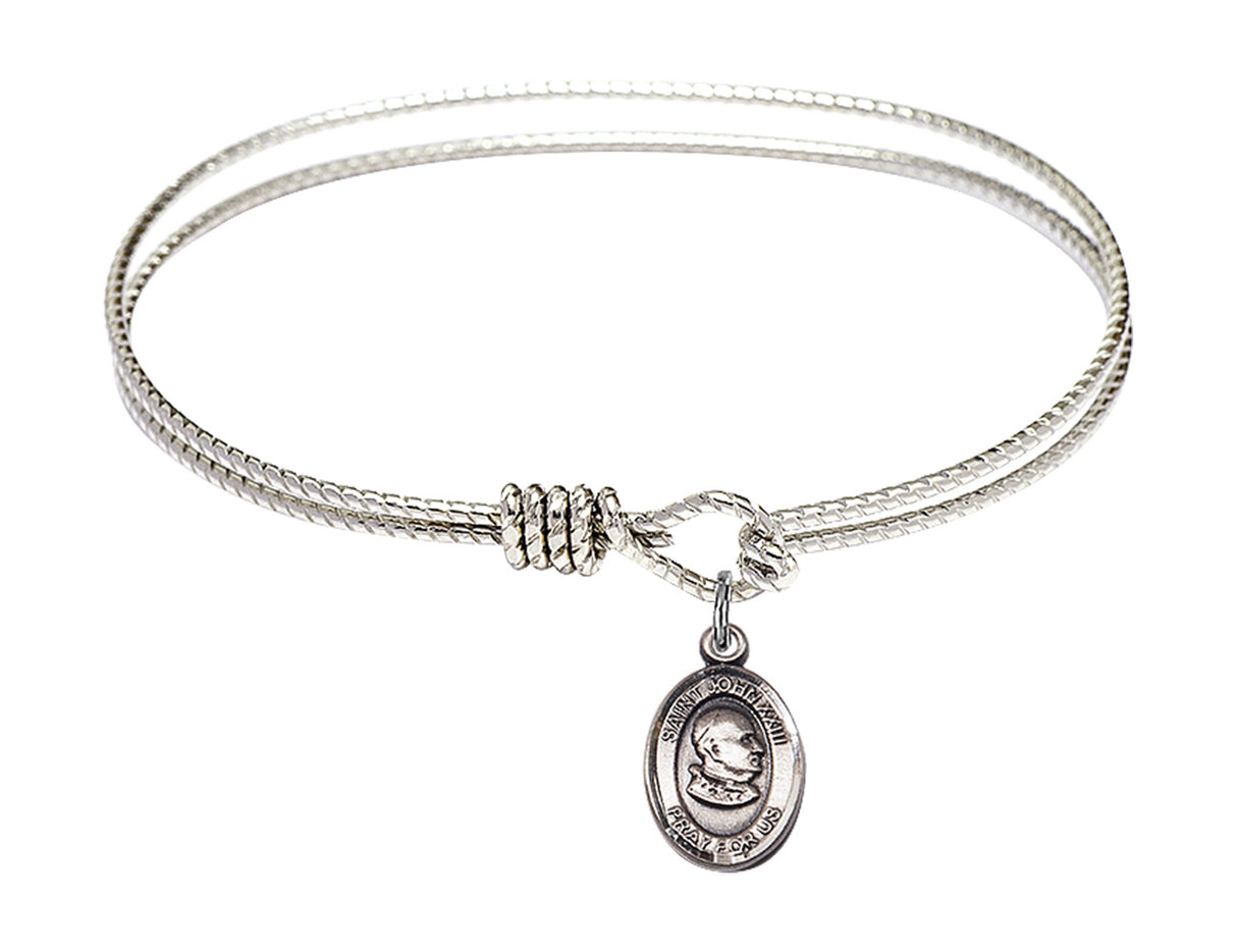 Cable Bangle Bracelet with a St John XXIII Charm