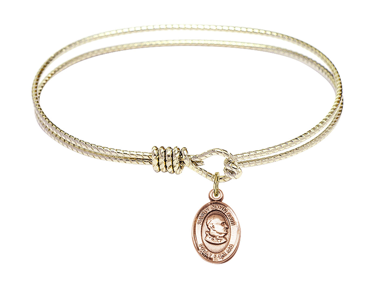 Cable Bangle Bracelet with a St John XXIII Charm