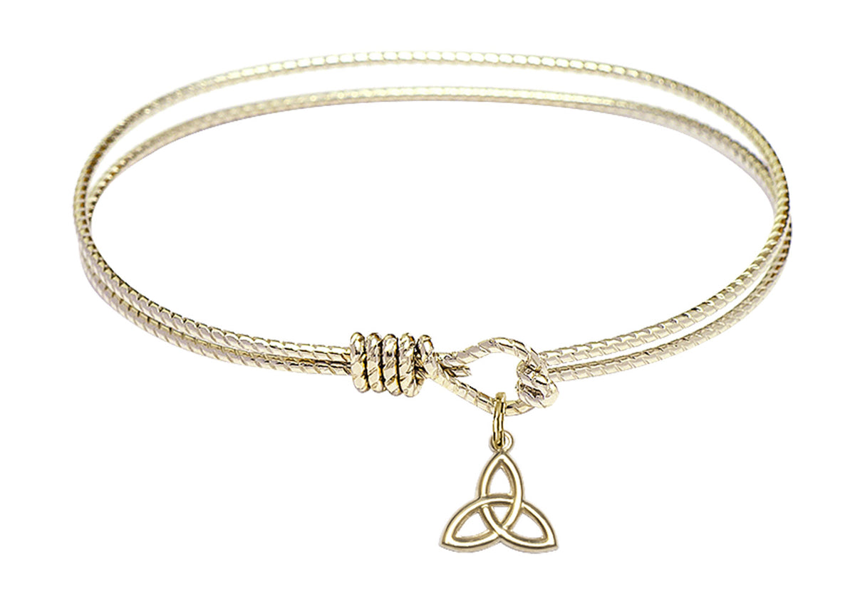 Cable Bangle Bracelet with a Trinity Irish Knot Charm