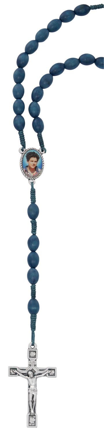 Carlo Acutis Blue Wood Rosary