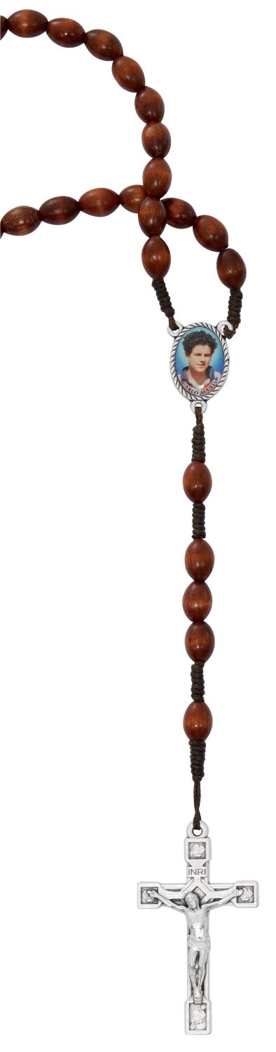 Carlo Acutis Brown Wood Rosary
