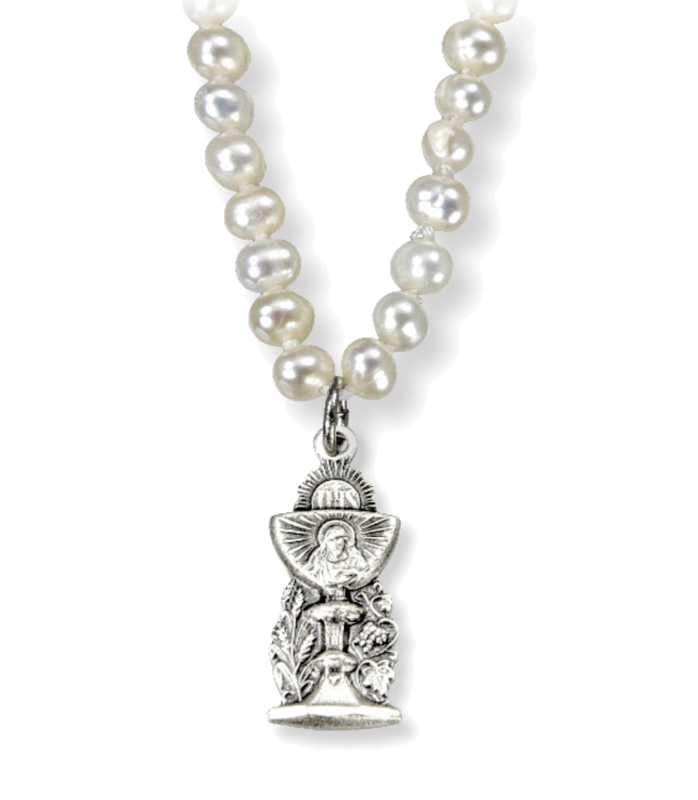 Chalice and Pearls First Communion Necklace