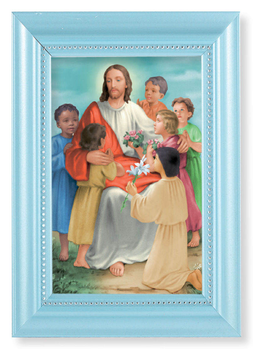 Christ with Children 4x6 Print Pearlized Frame