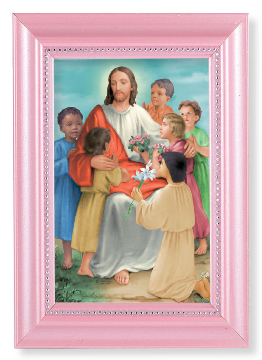 Christ with Children 4x6 Print Pearlized Frame