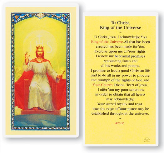 Christ King of The Universe Laminated Prayer Card