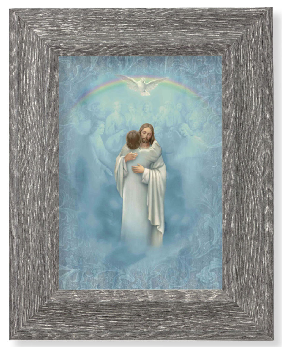Christ Welcome Home 7x9 Gray Oak Frame