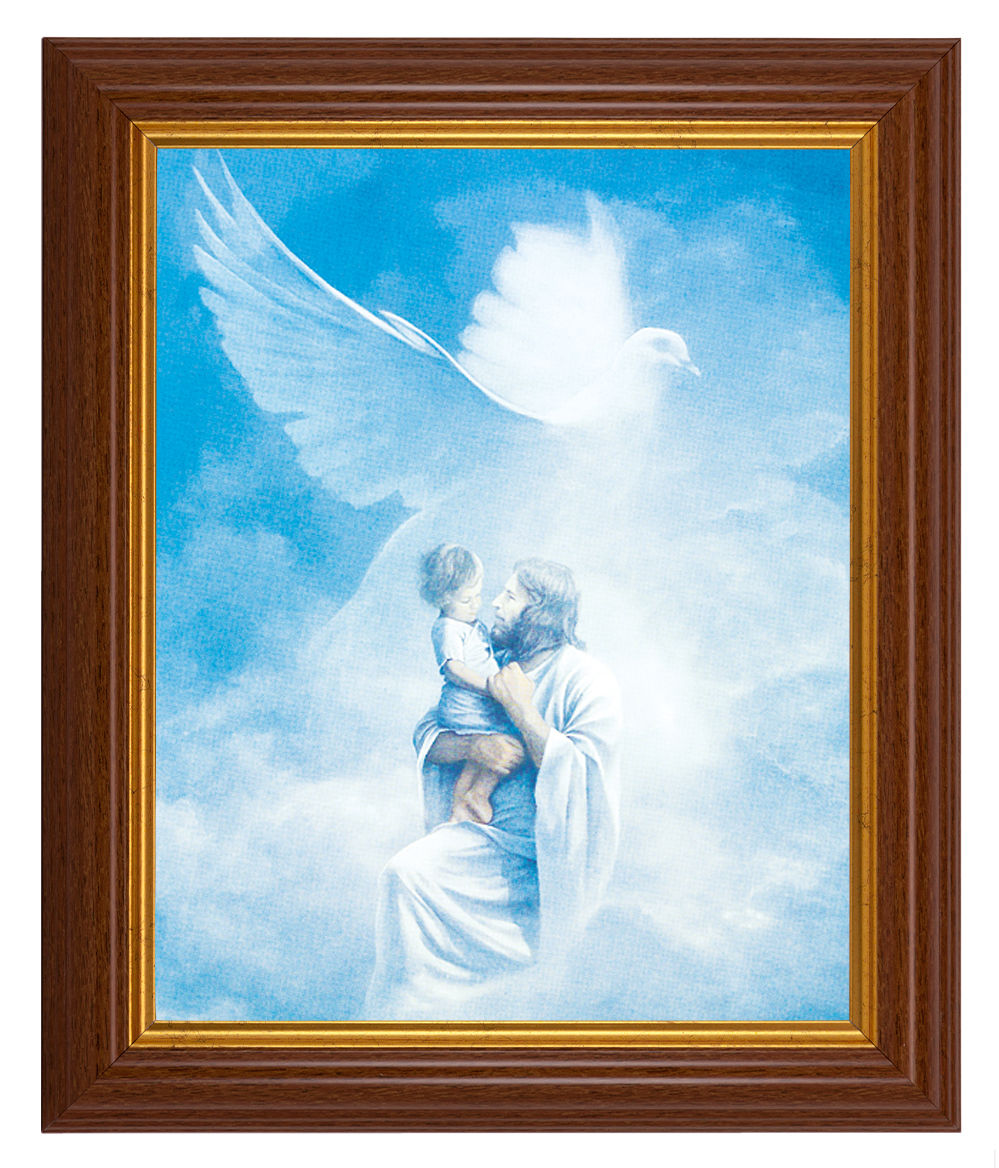 Christ Welcoming Child 8x10 Textured Artboard Dark Walnut Frame
