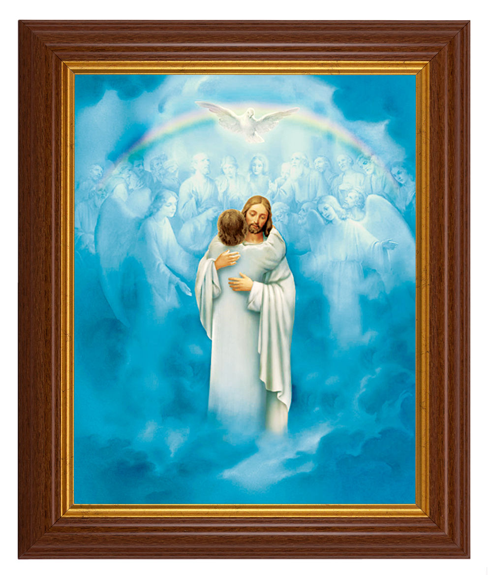 Christ Welcoming Home 8x10 Textured Artboard Dark Walnut Frame