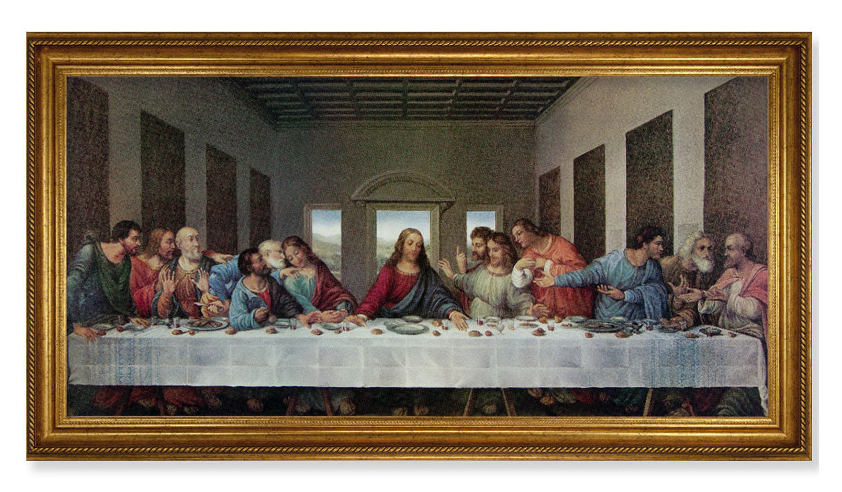 Church Size Last Supper 22x44 Antiqued Frame Print or Canvas
