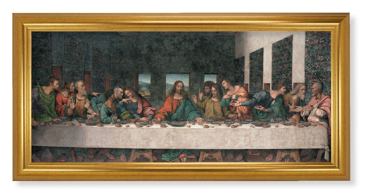 Church Size Last Supper Gold Framed Art - 2 Sizes