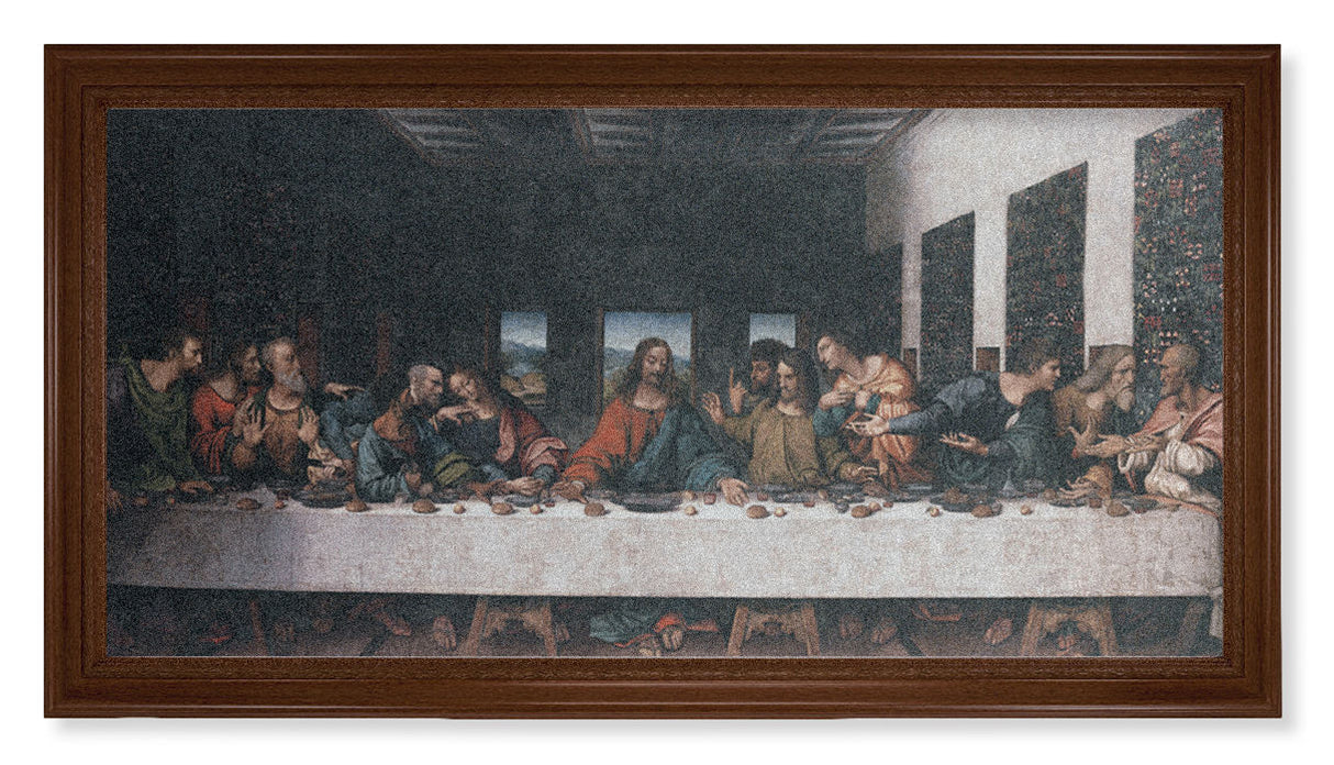 Church Size Last Supper Walnut Finish Framed Art