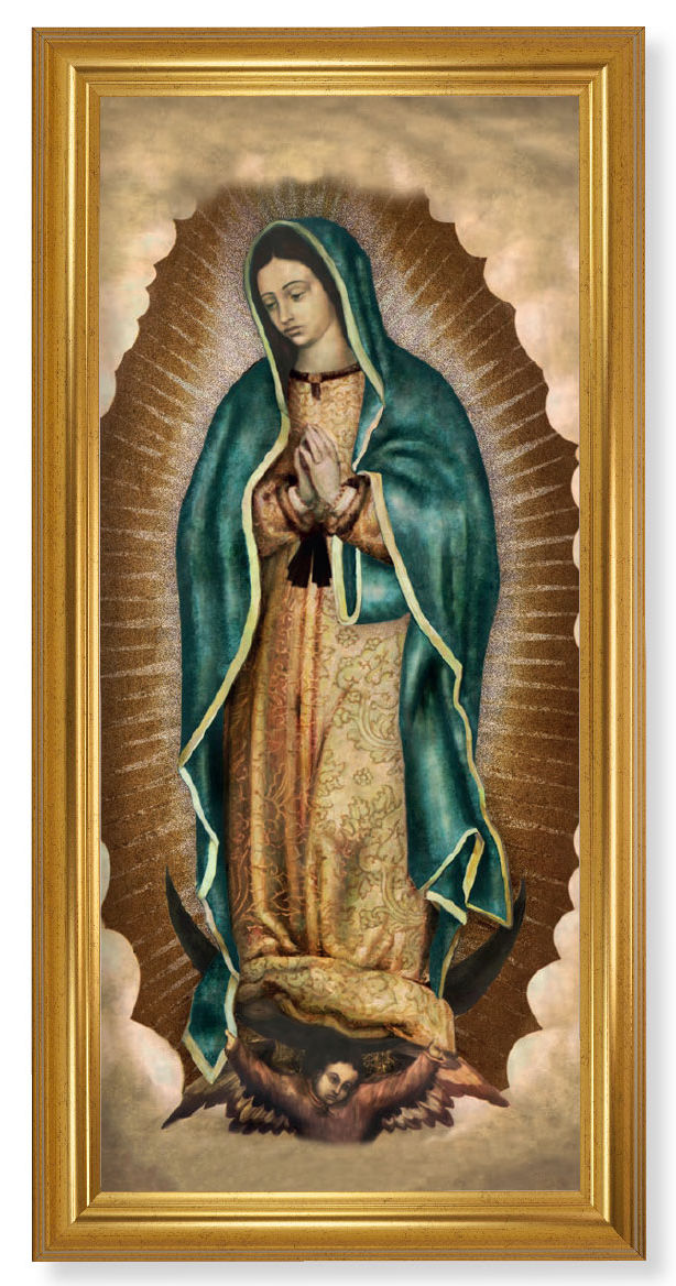 Church Size Our Lady of Guadalupe Gold Framed Art - 2 Sizes