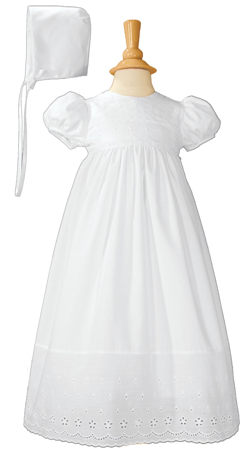 Cotton Baptism Gown with Lace Border