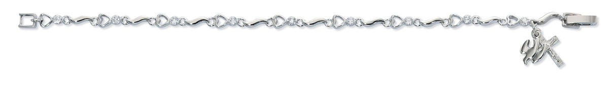Cubic Zirconia Stones with Charms Bracelet 7.5 Inches
