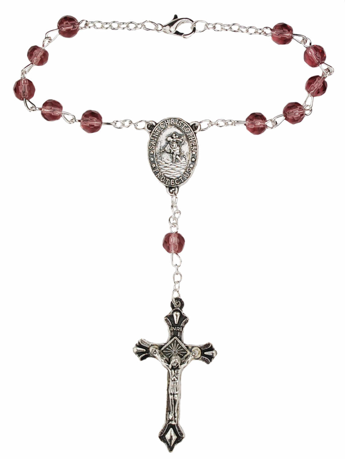 Dark Amethyst Auto Rosary - February Birthstone