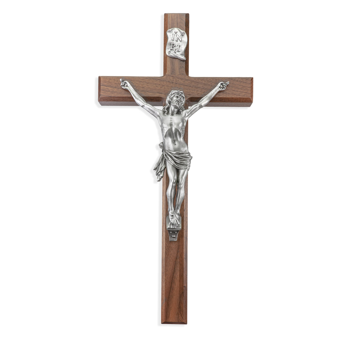 Deluxe Walnut Wood Wall Crucifix