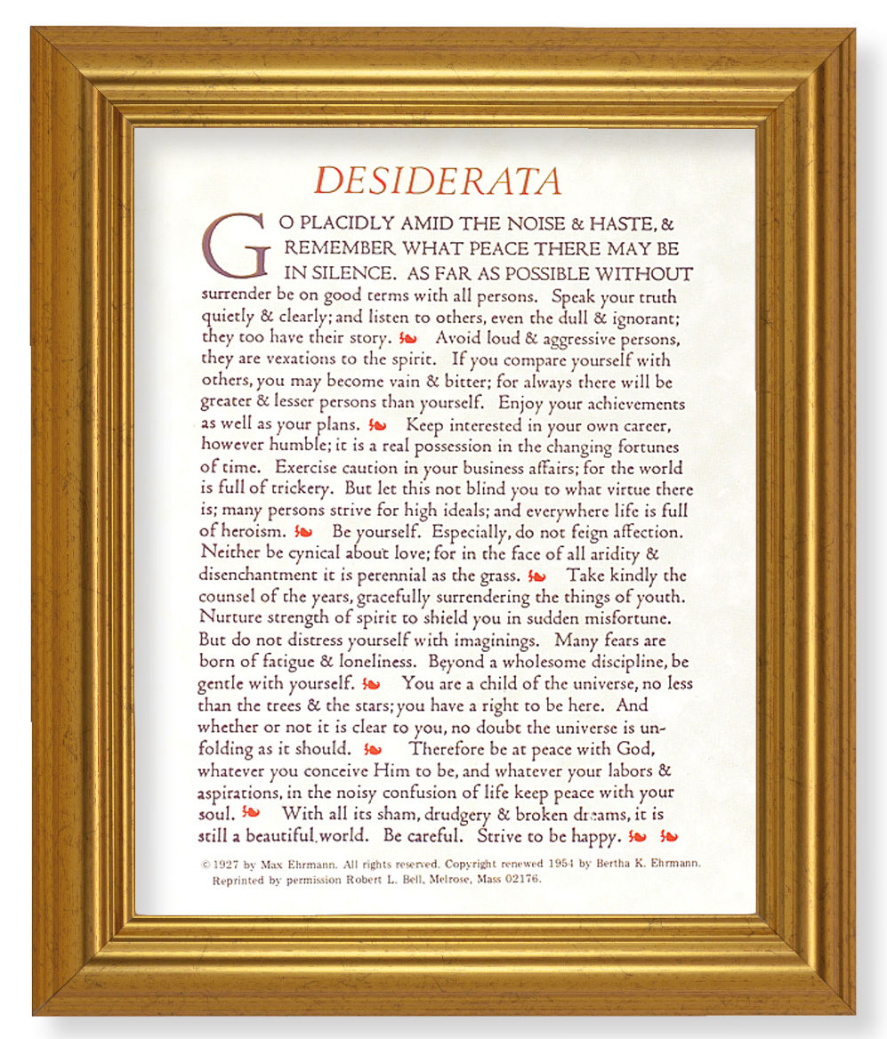 Desiderata Poem 8x10 Framed Print Under Glass
