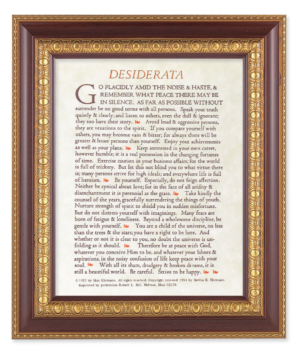 Desiderata Poem 8x10 Framed Print Under Glass