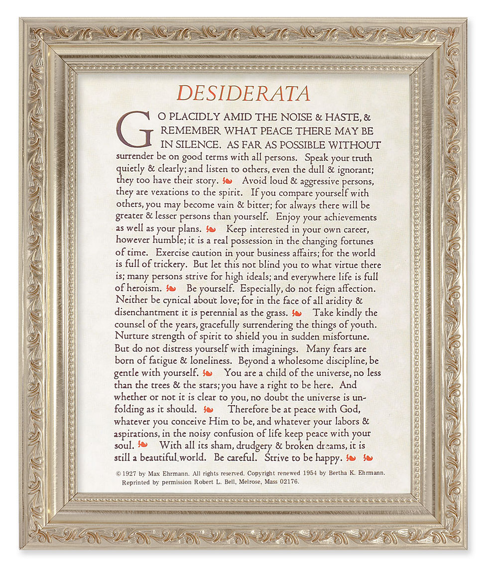 Desiderata Poem 8x10 Framed Print Under Glass