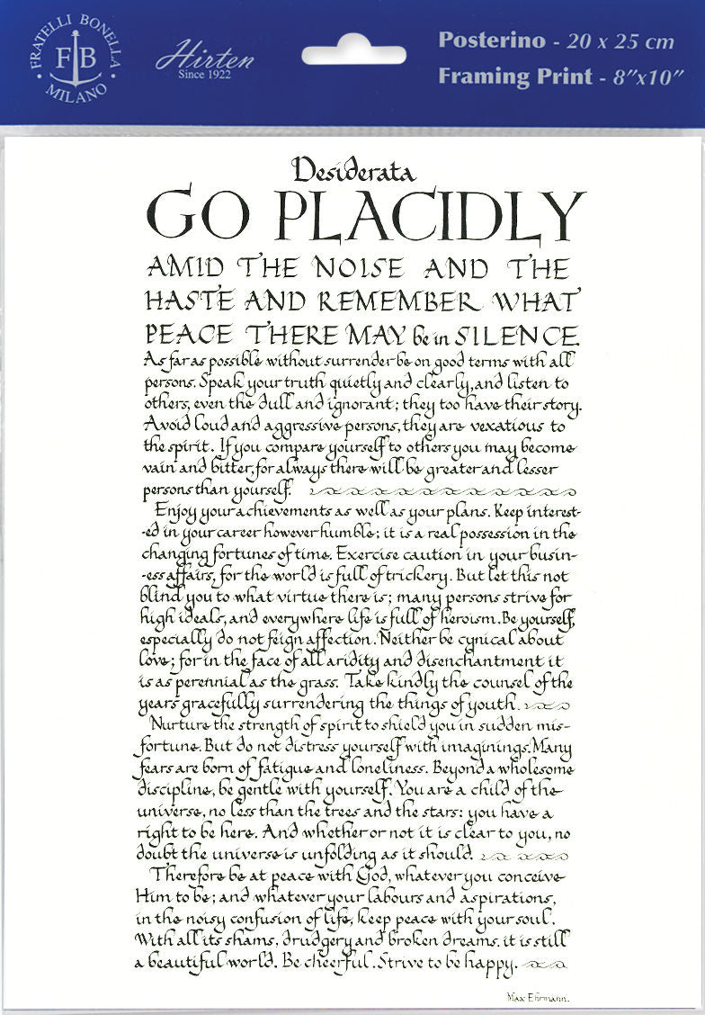 Desiderata Poem Go Placidly Print - Sold in 3 Per Pack
