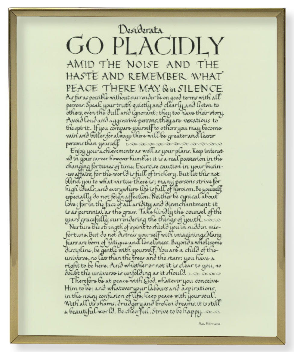 Desiderata Poem by Max Ehrmann Gold Frame Plaque