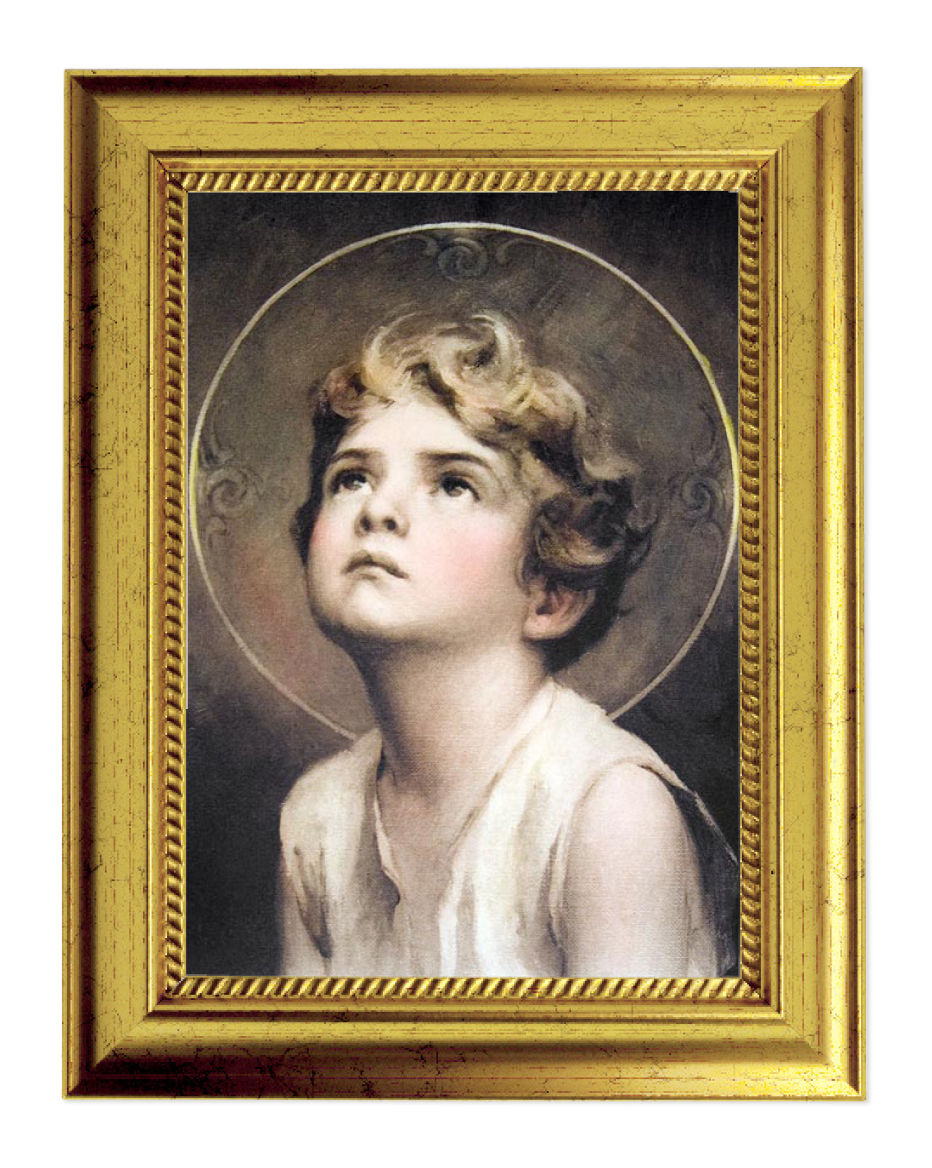 Divine Innocence of Jesus 5x7 Print in Gold-Leaf Frame