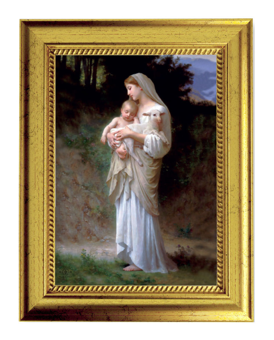 Divine Innocence by Bouguereau 5x7 Print in Gold-Leaf Frame