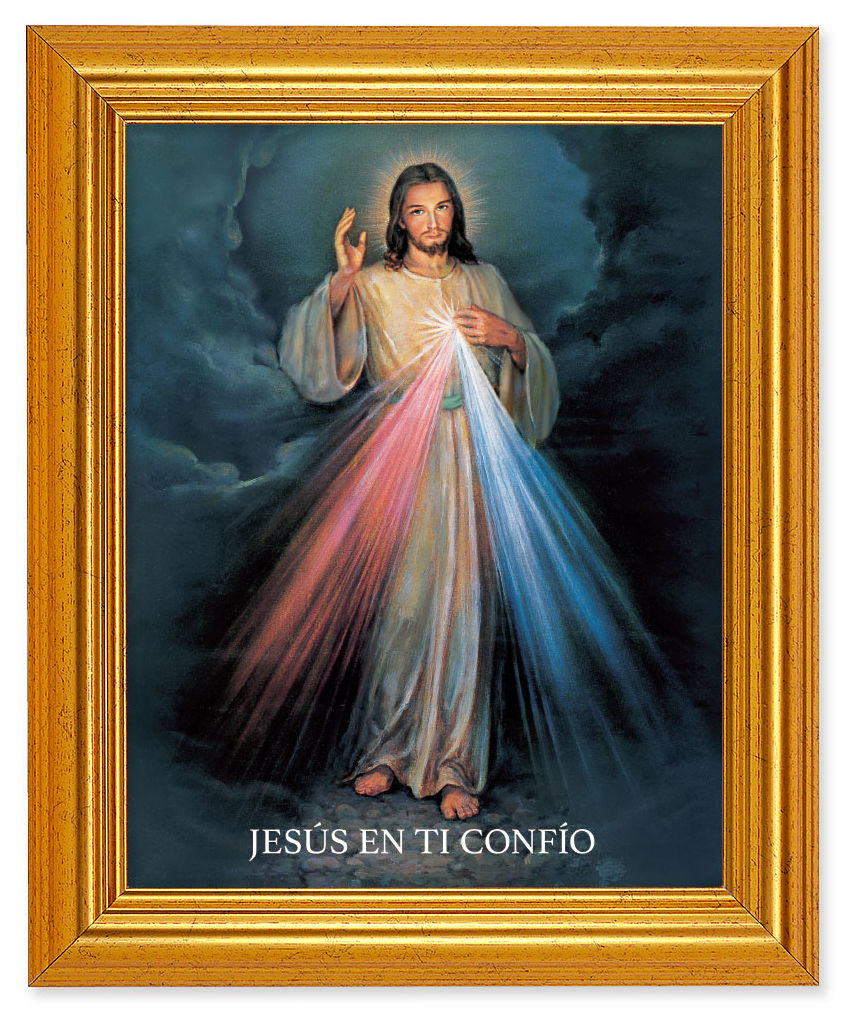 Divine Mercy 8x10 Framed Print Under Glass - Jesus Yo Confio En Ti