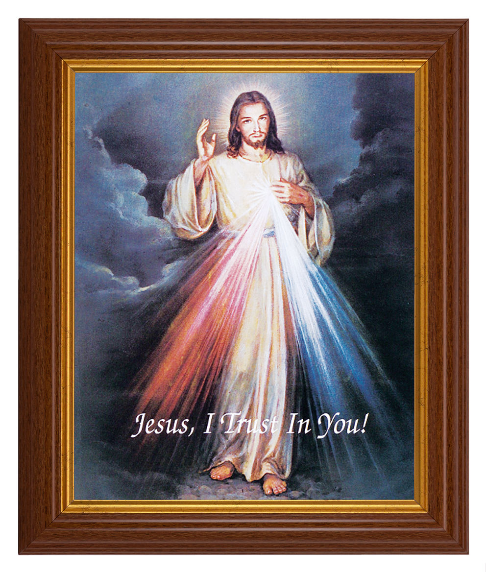 Divine Mercy 8x10 Textured Artboard Dark Walnut Frame