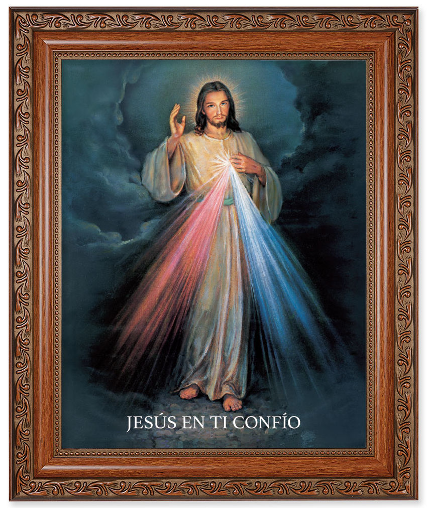 Divine Mercy 8x10 Framed Print Under Glass - Jesus Yo Confio En Ti