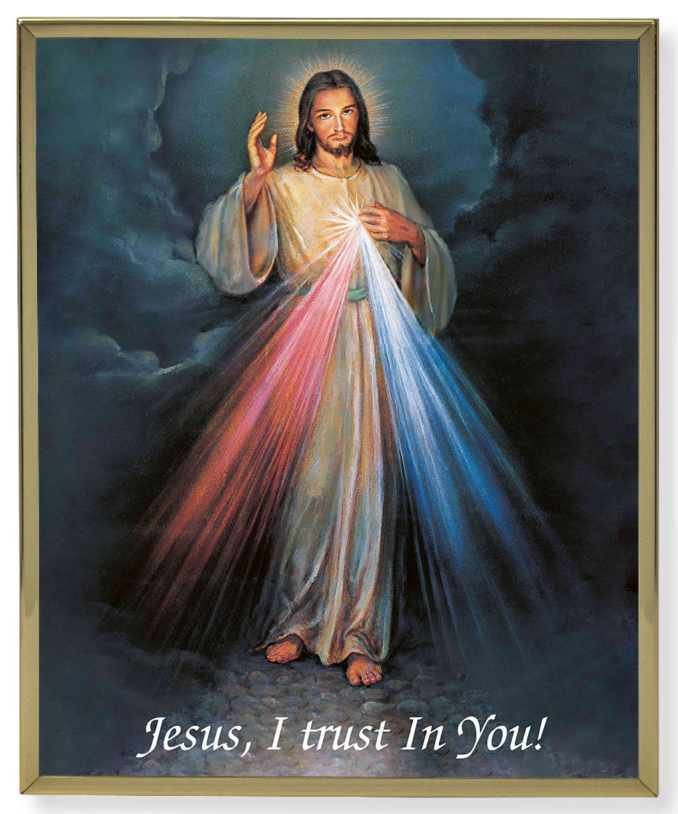 Divine Mercy Gold Trim Plaque