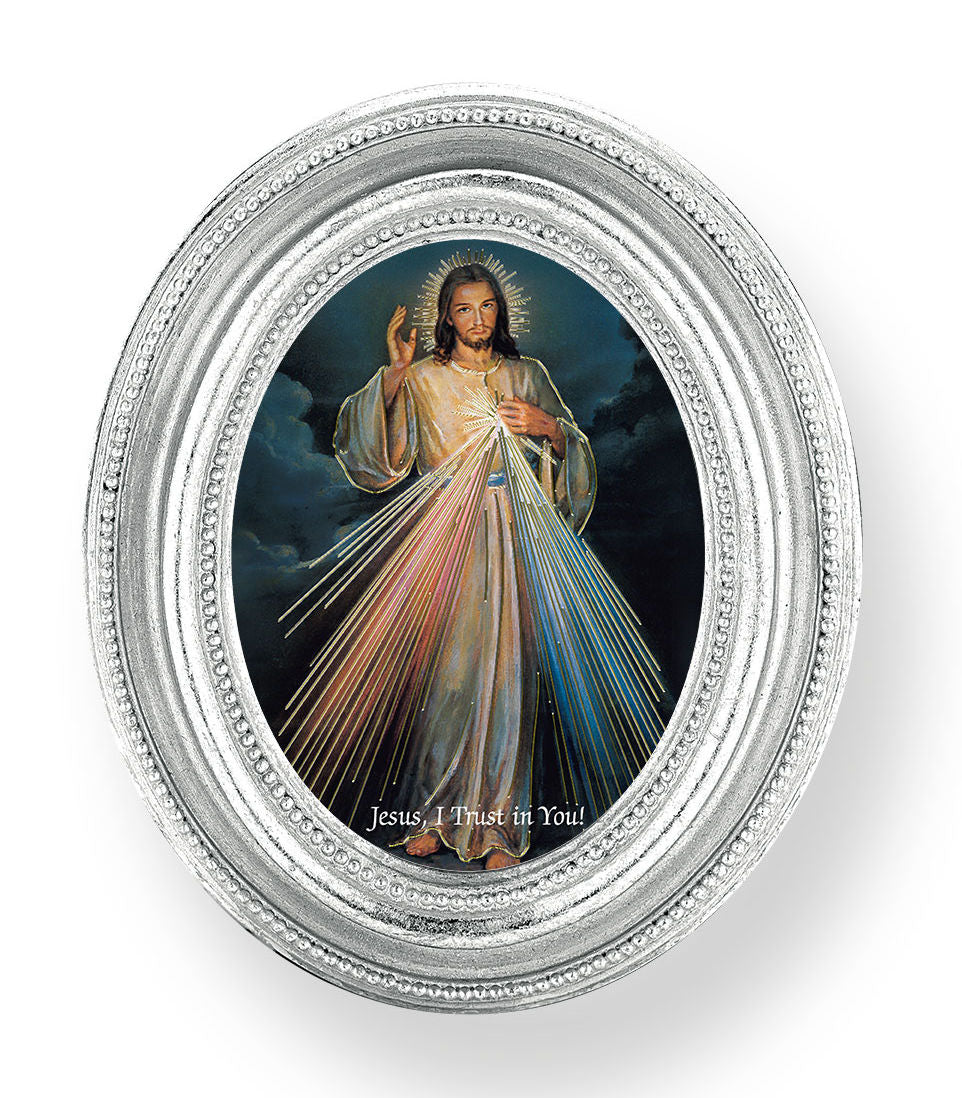 Divine Mercy Small 4.5 Inch Oval Framed Print