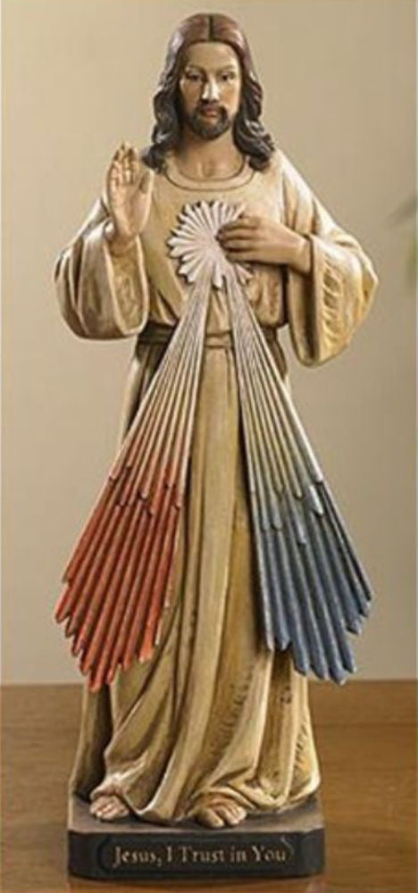 Divine Mercy Wood Texture 8 Inch Statue