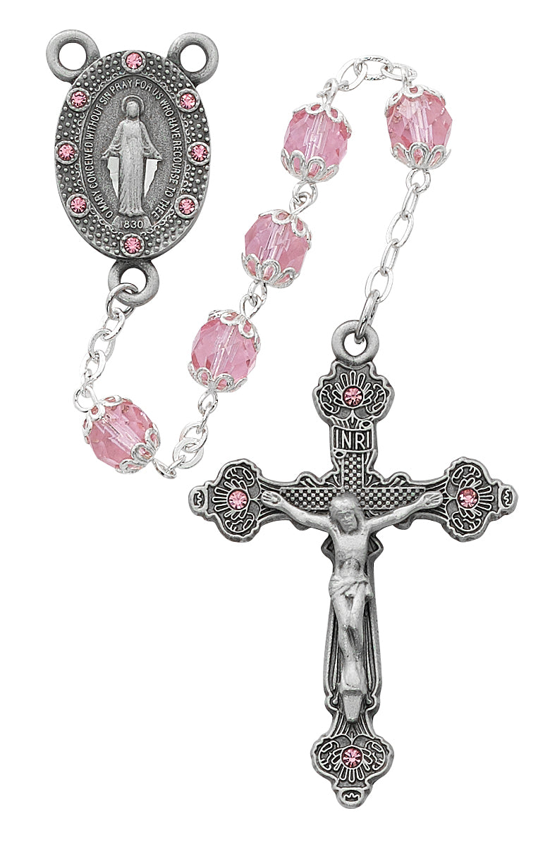 Double Capped Pink Miraculous Rosary