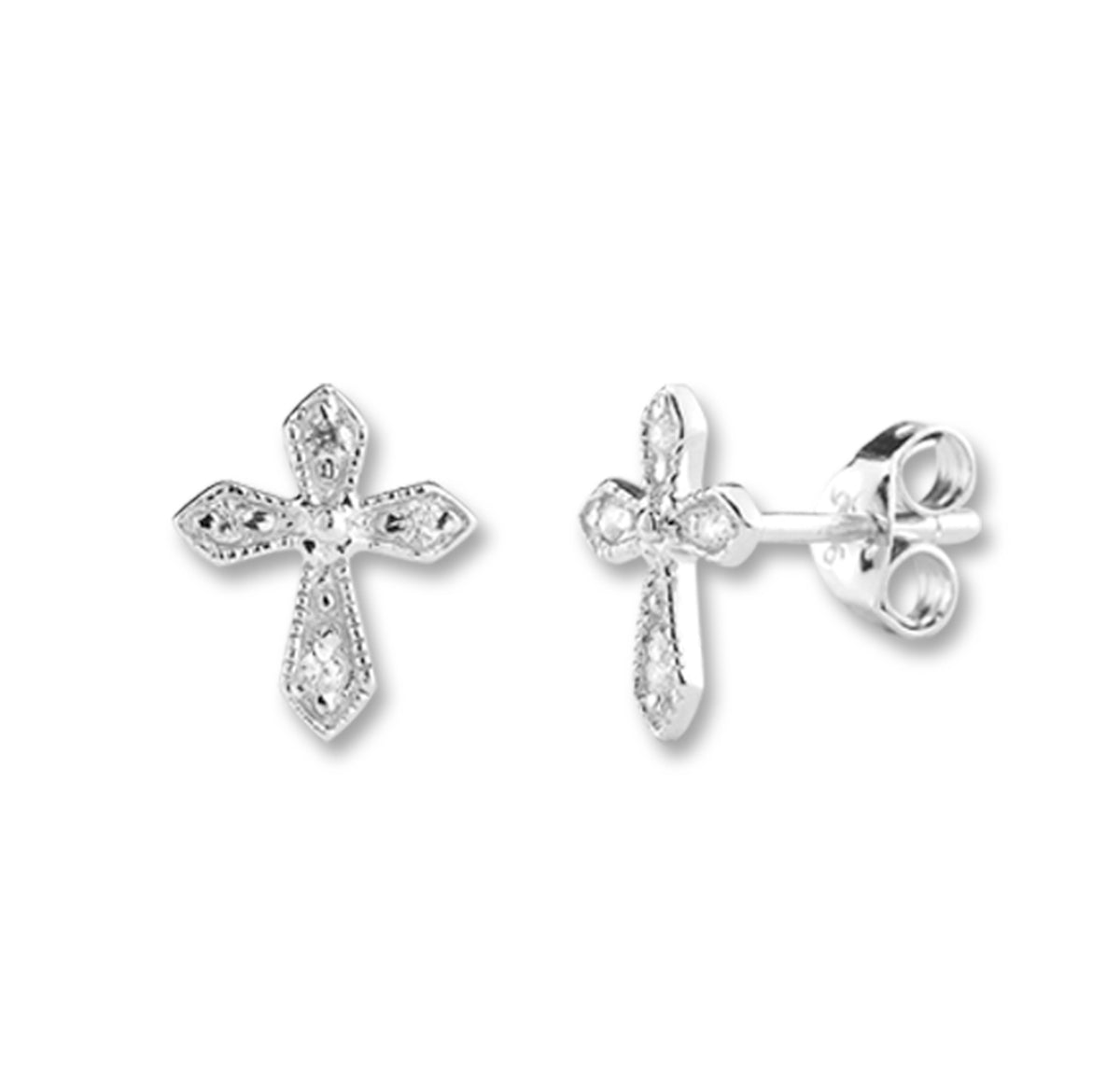 Four Stone Cubic Zirconia Cross Earrings, Sterling Silver