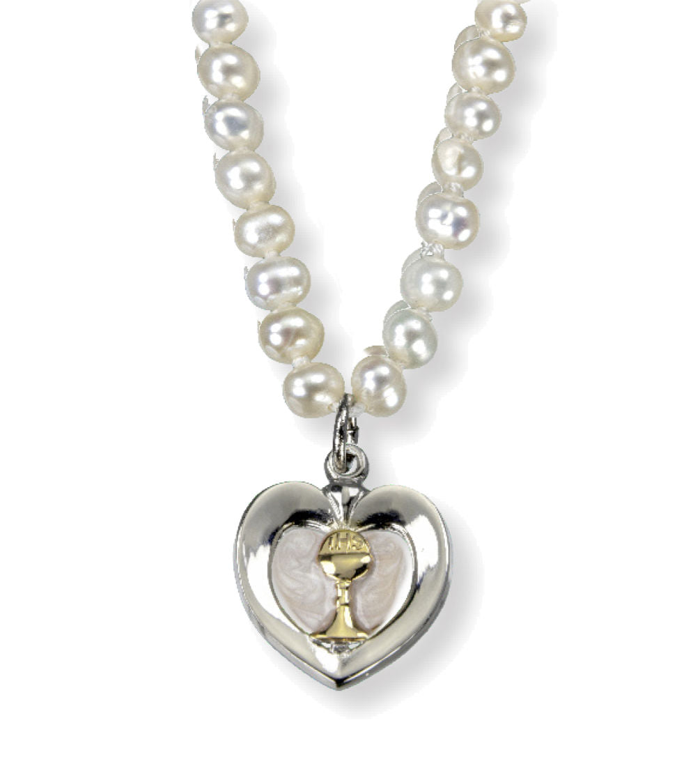 Enamel and Gold Chalice with Freshwater Peal Necklace