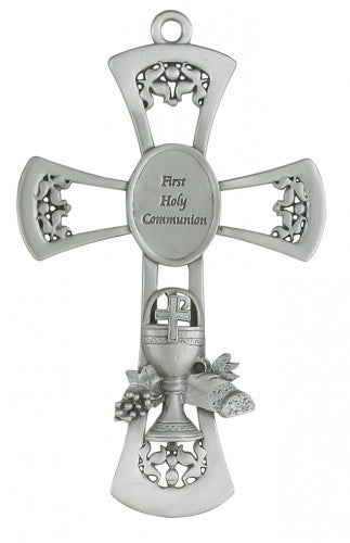 First Communion Pewter Chalice Wall Cross