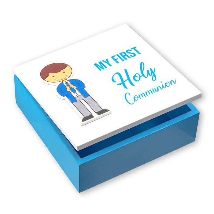 First Communion Wooden Keepsake Box for Boy