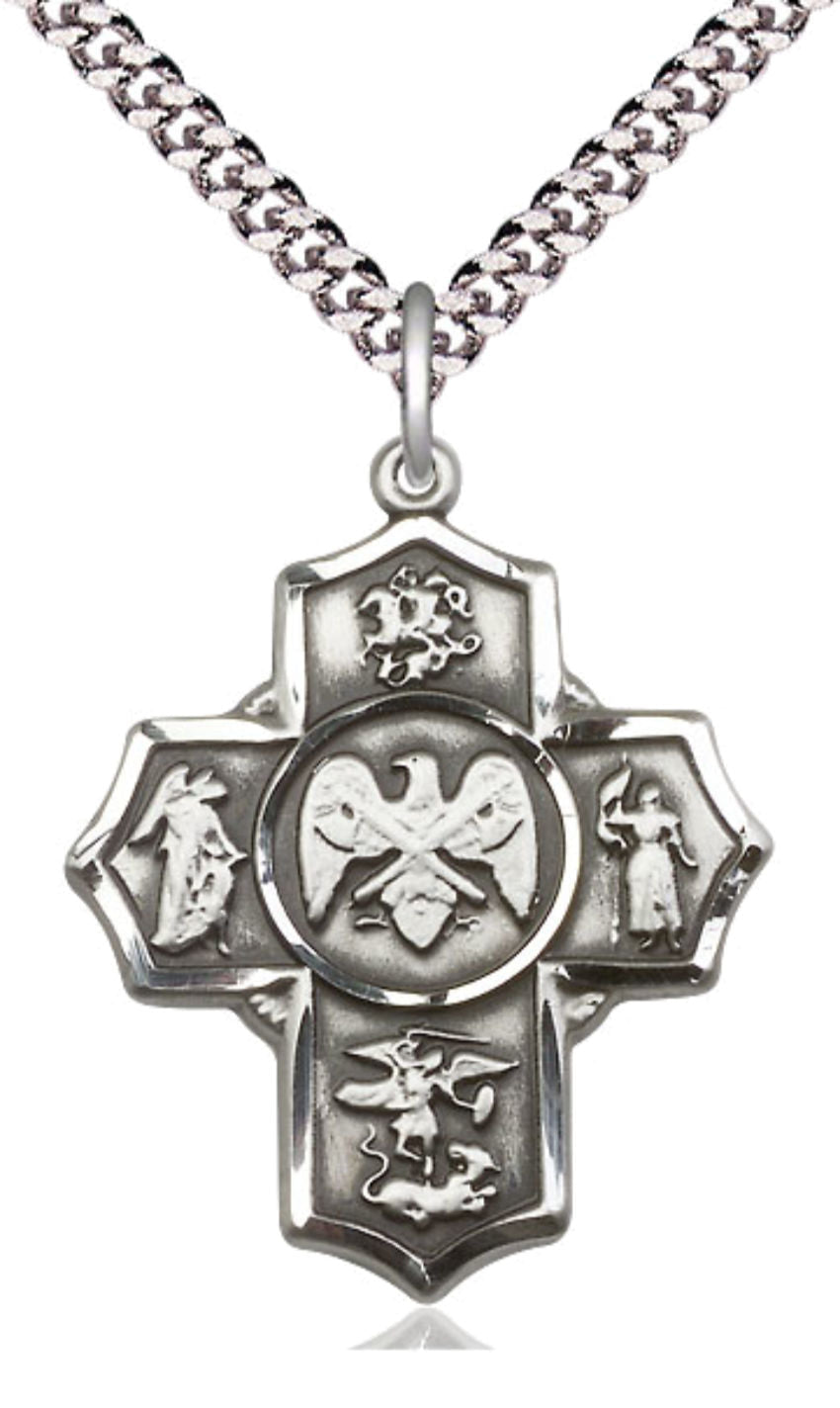 Five Way Cross US National Guard Necklace