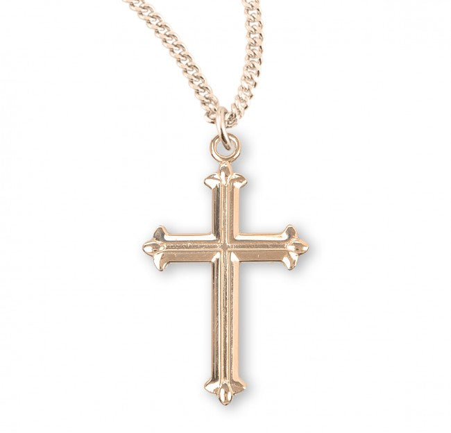Fleur De Lis Tipped Sterling Silver Cross Necklace