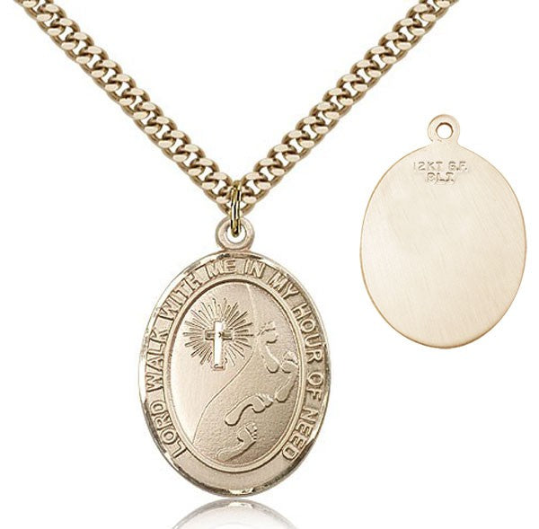 Footprints In The Sand Cross Pendant