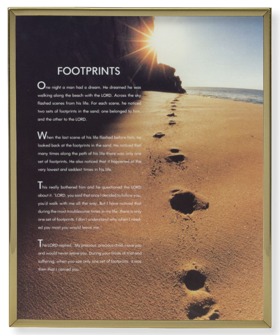 Footprints Gold Trim Plaque